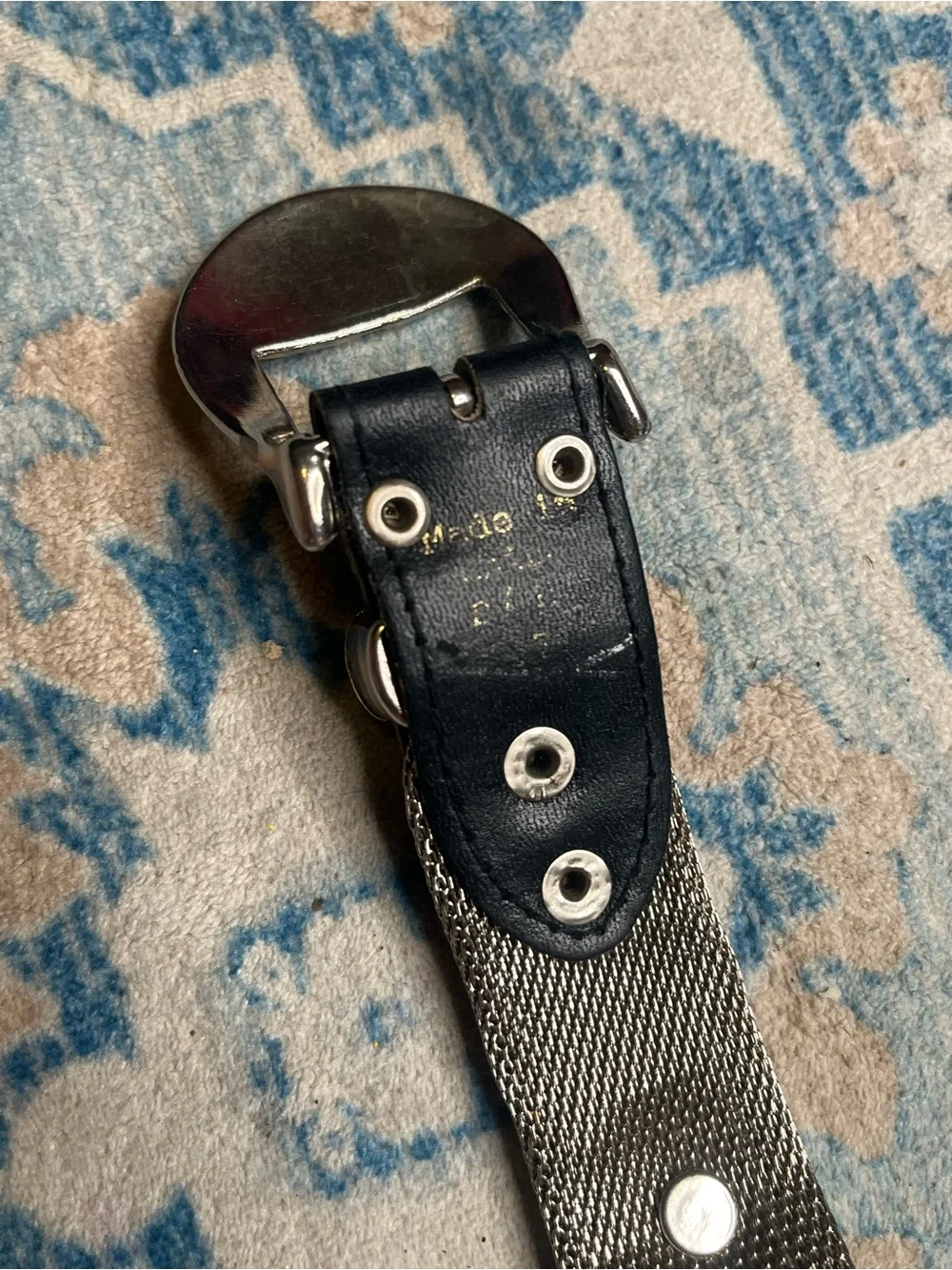 Women’s black Leather Belt with Silver Metal Accents